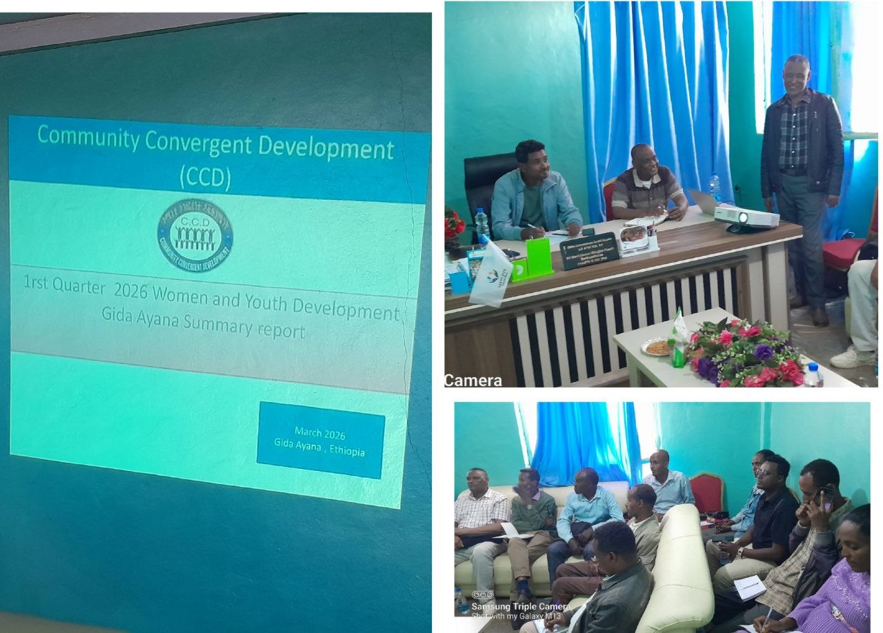 Woreda, party executive and zone representatives reviewing Q1 2026 CCD progress